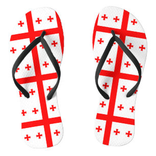 Adult Slim Straps with Flag of Georgia Flip Flops
