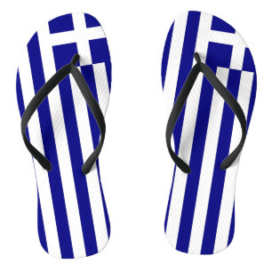 Adult Slim Straps with Flag of Greece Flip Flops