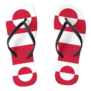 Adult Slim Straps with Flag of Greenland Flip Flops