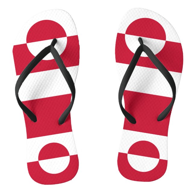 Adult Slim Straps with Flag of Greenland Flip Flops (Footbed)