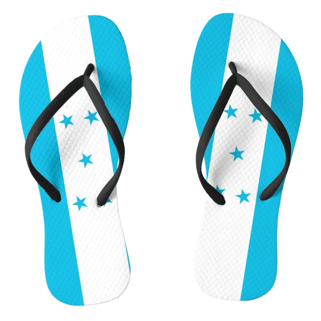 Adult Slim Straps with Flag of Honduras Flip Flops (Footbed)