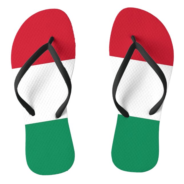 Adult Slim Straps with Flag of Hungary Flip Flops (Footbed)