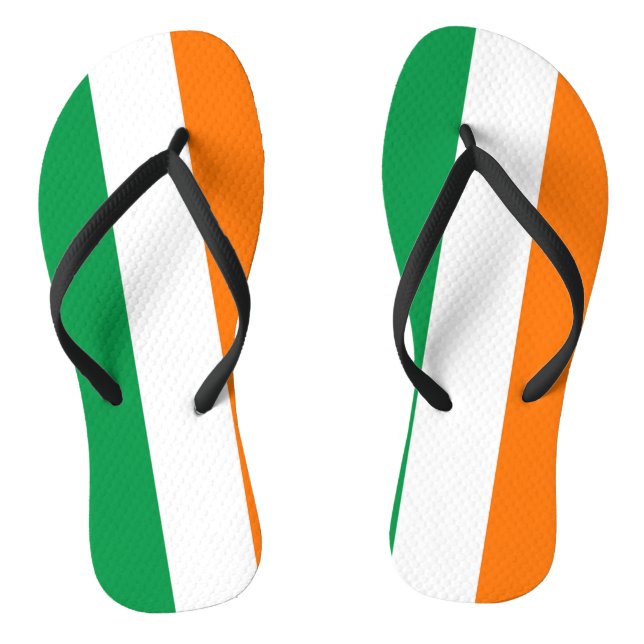 Adult Slim Straps with Flag of Ireland Flip Flops (Footbed)