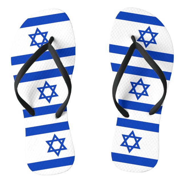Adult Slim Straps with Flag of Israel Flip Flops (Footbed)