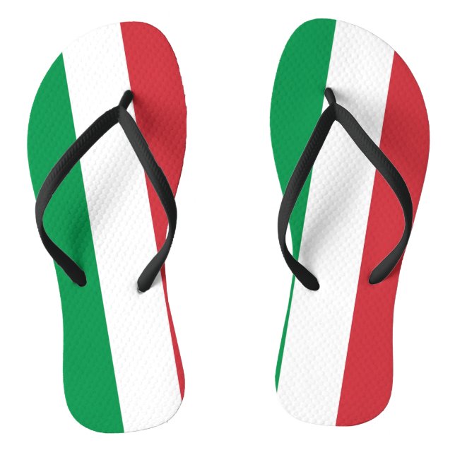 Adult Slim Straps with Flag of Italy Flip Flops (Footbed)