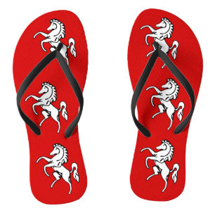 Adult Slim Straps with Flag of Kent County Flip Flops