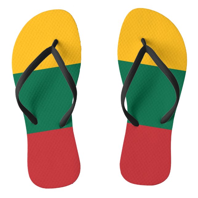 Adult Slim Straps with Flag of Lithuania Flip Flops (Footbed)