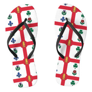 Adult Slim Straps with Flag of Montreal Flip Flops