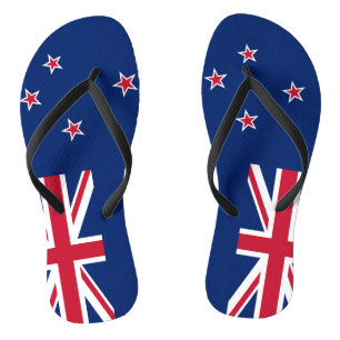 Adult Slim Straps with Flag of New Zealand Flip Flops