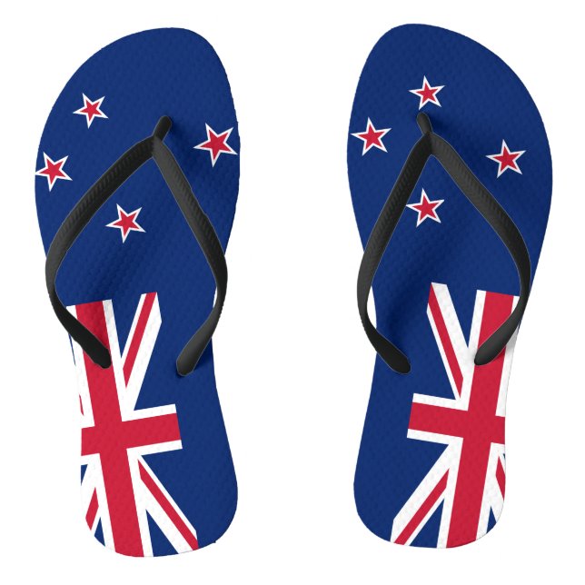 Adult Slim Straps with Flag of New Zealand Flip Flops (Footbed)