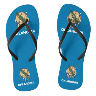 Adult Slim Straps with Flag of Oklahoma, USA Flip Flops