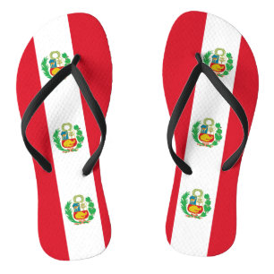 Adult Slim Straps with Flag of Peru Flip Flops