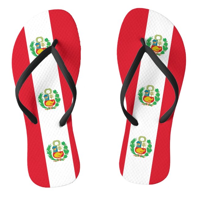 Adult Slim Straps with Flag of Peru Flip Flops (Footbed)