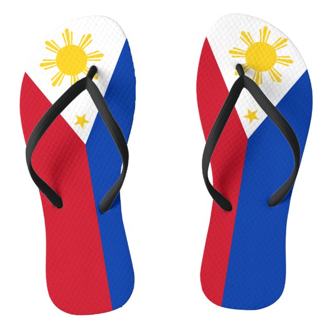 Adult Slim Straps with Flag of Philippines Flip Flops (Footbed)