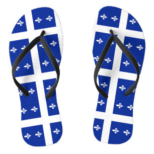 Adult Slim Straps with Flag of Quebec Flip Flops