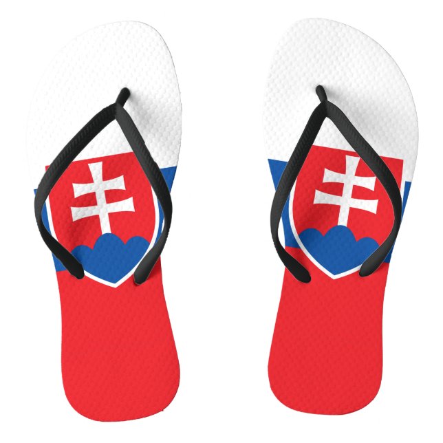 Adult Slim Straps with Flag of Slovakia Flip Flops (Footbed)