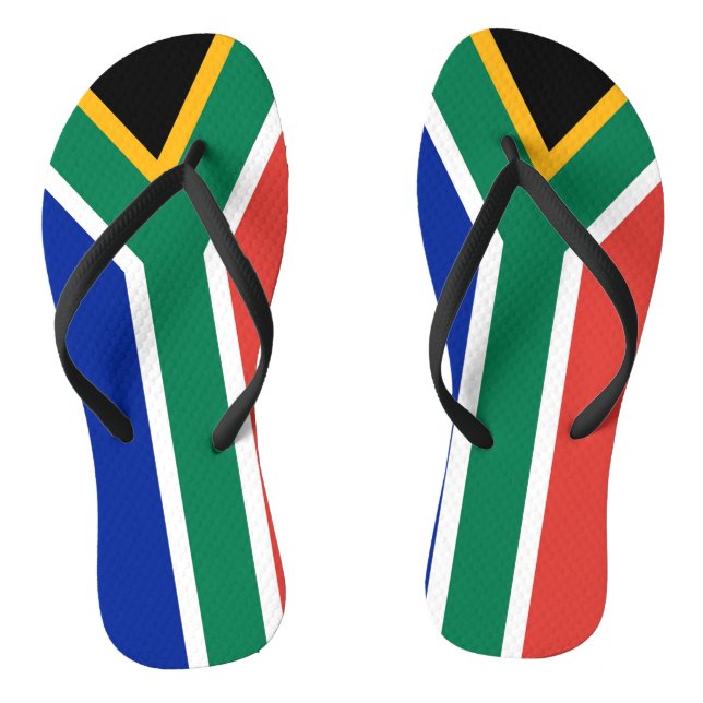 Adult Slim Straps with Flag of South Africa Flip Flops (Footbed)