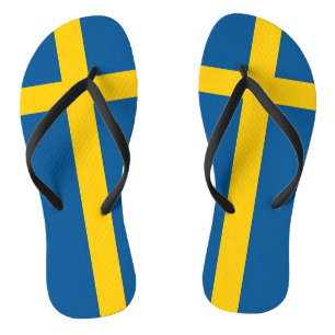 Adult Slim Straps with Flag of Sweden Flip Flops