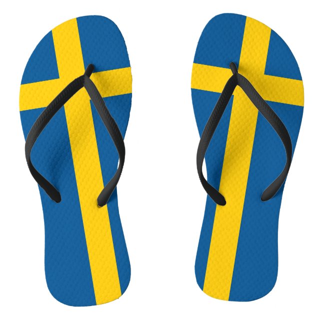 Adult Slim Straps with Flag of Sweden Flip Flops (Footbed)