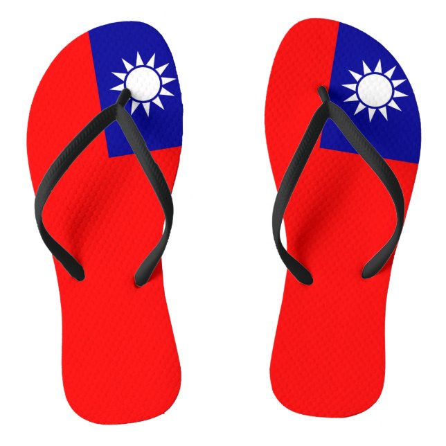 Adult Slim Straps with Flag of Taiwan Flip Flops (Footbed)
