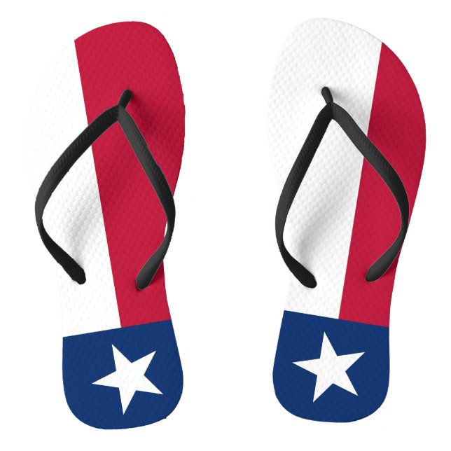 Adult Slim Straps with Flag of Texas, USA Flip Flops (Footbed)