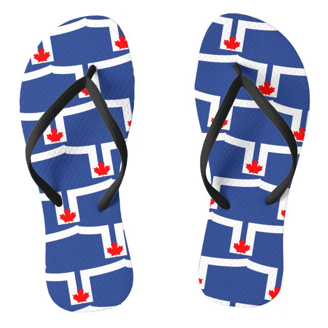 Adult Slim Straps with Flag of Toronto, Canada Flip Flops (Footbed)
