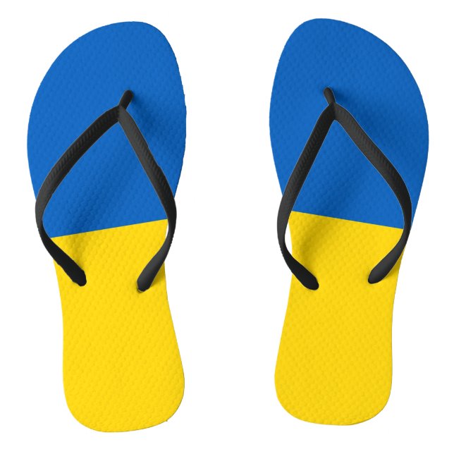 Adult Slim Straps with Flag of Ukraine Flip Flops (Footbed)