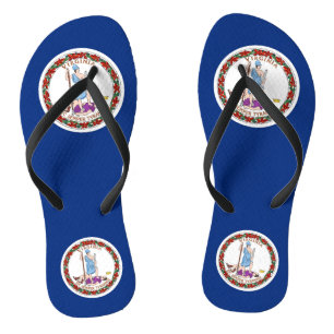 Adult Slim Straps with Flag of Virginia, USA Flip Flops