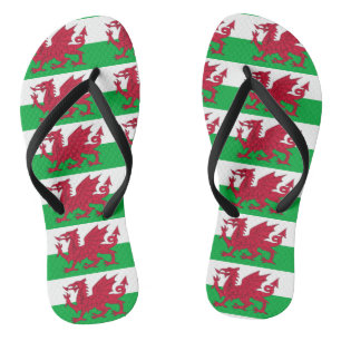 Adult Slim Straps with Flag of Wales, UK Flip Flops