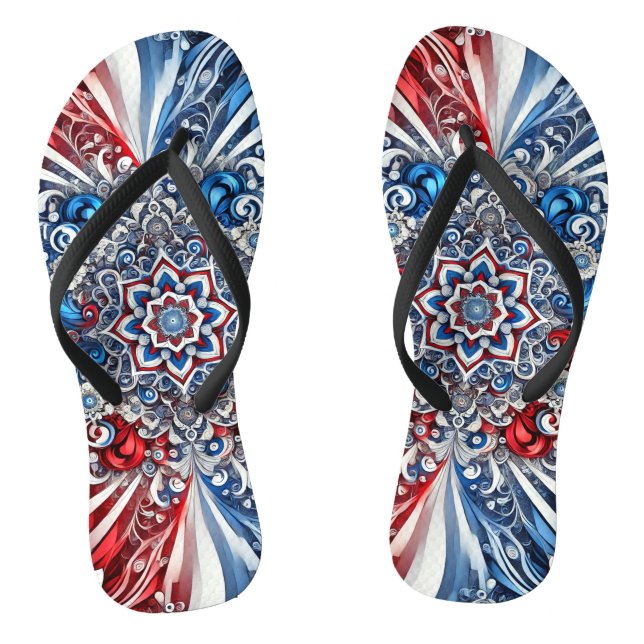 Adult Slim Straps with French Colours Flip Flops (Footbed)