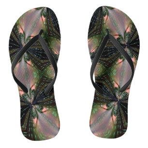 Adult Slim Straps with Green funny Aliens Flip Flops