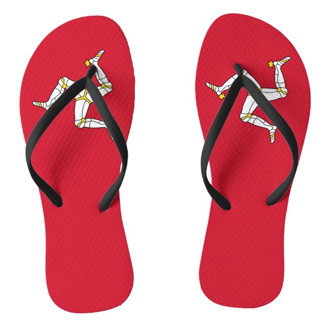 Adult Slim Straps with Isle of Man Flag, UK Flip Flops (Footbed)