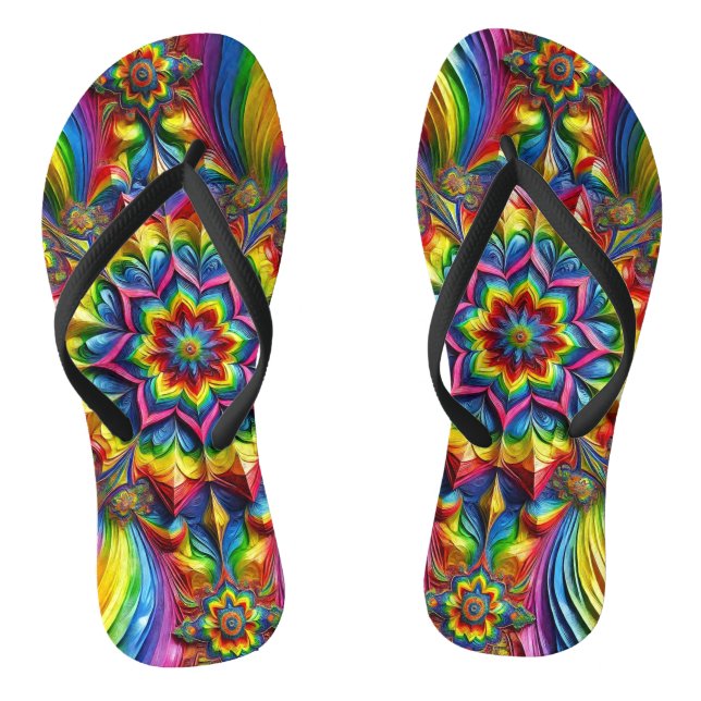 Adult Slim Straps with LGBTQ Colours Flip Flops (Footbed)
