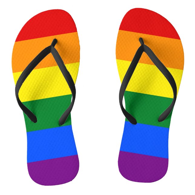 Adult Slim Straps with Pride Flag of LGBT Flip Flops (Footbed)