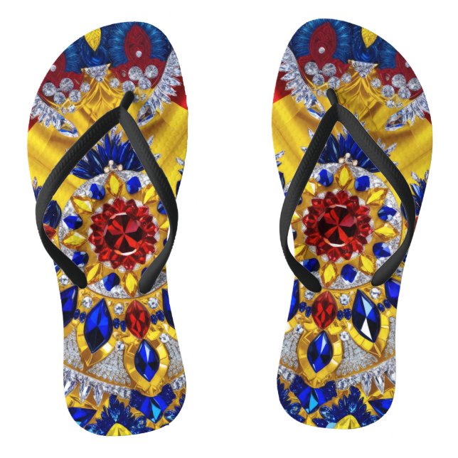 Adult Slim Straps with Romanian Colours Flip Flops (Footbed)