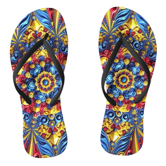 Adult Slim Straps with Romanian Colours Flip Flops (Footbed)