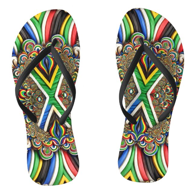 Adult Slim Straps with South African Colours Flip Flops (Footbed)