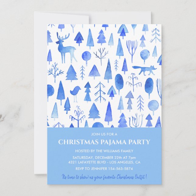 Adult slumber party invite Beautiful Watercolor (Front)