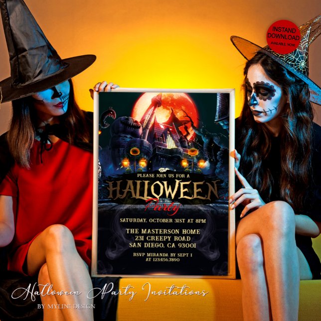 Adult Spooky Hunted House Halloween Party Invitation (Creator Uploaded)