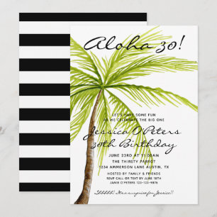 Adult Surprise 30th Birthday Tropical Aloha Party Invitation