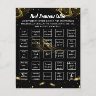 Adult Surprise Birthday Bingo Game Card Black