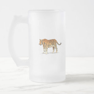 Adult Tiger Frosted Glass Beer Mug