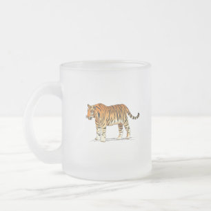 Adult Tiger Frosted Glass Coffee Mug