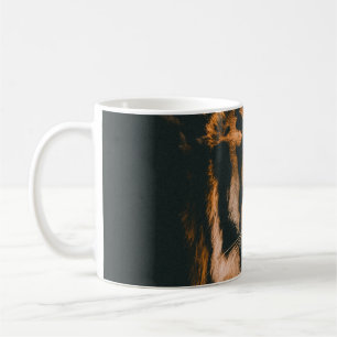 ADULT TIGER PRONE LYING INSIDE DIM LIGHTED ROOM COFFEE MUG