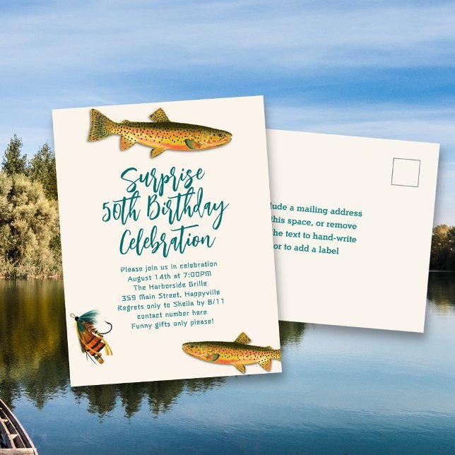 Adult Trout Fishing Birthday Party Invitations (Creator Uploaded)