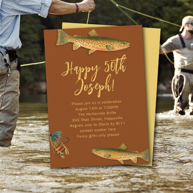 Adult Trout Fishing Themed Party Invitations (Creator Uploaded)
