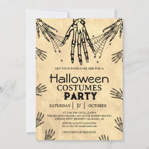 Adult Vintage Gothic bones Halloween Costume Party Invitation