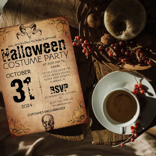 Adult Vintage Gothic Halloween Costume Party Invitation