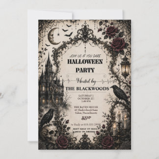 Adult Vintage Gothic Halloween Party Invitation