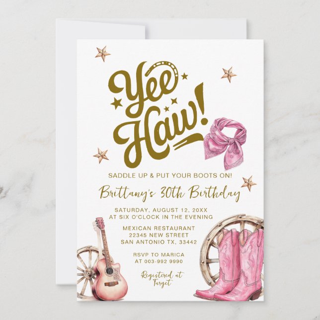 Adult Western Rustic 30th Cowgirl Birthday  Invitation (Front)